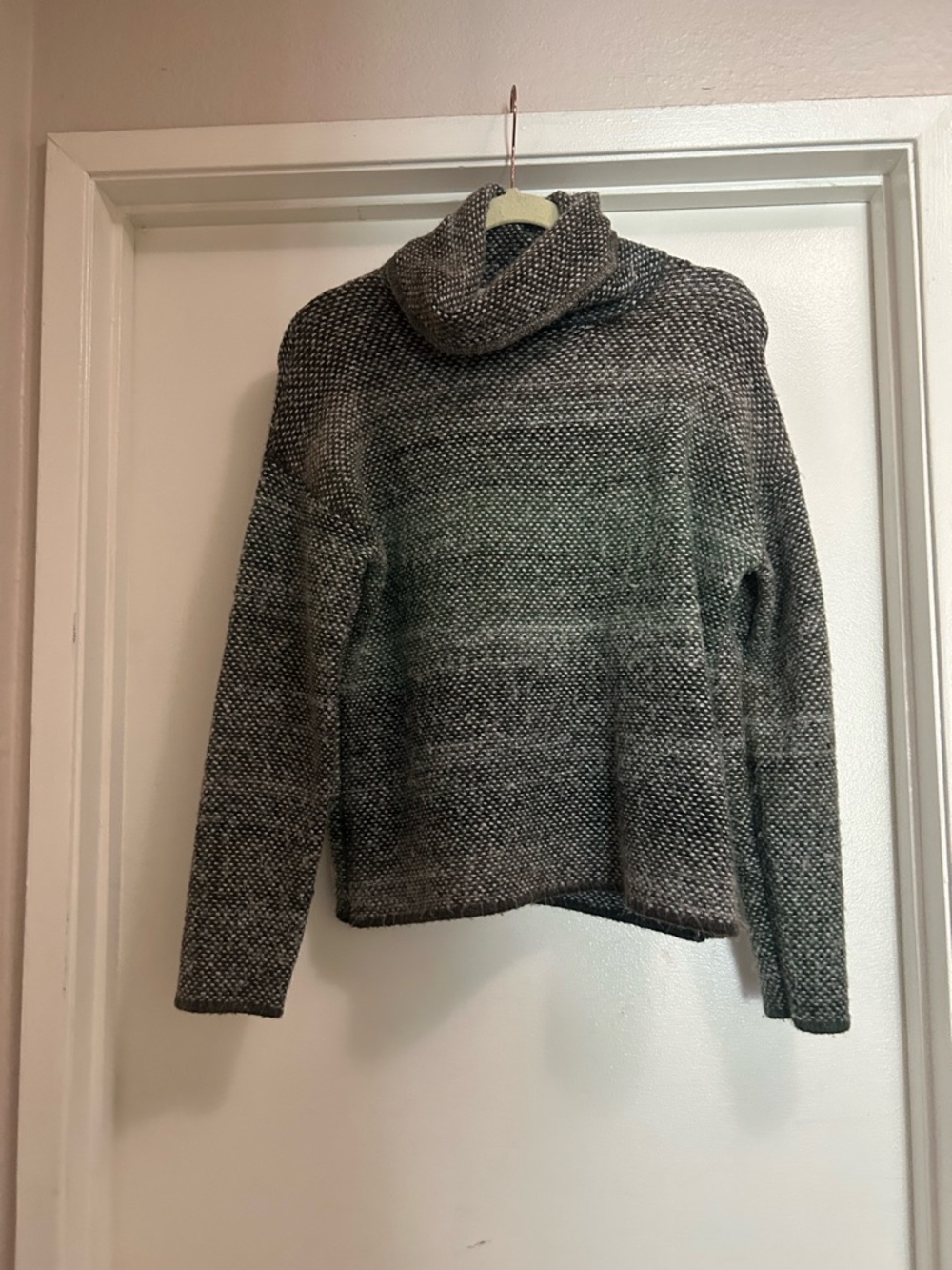 Max Studio Black and White Marled Cowl Neck Sweater